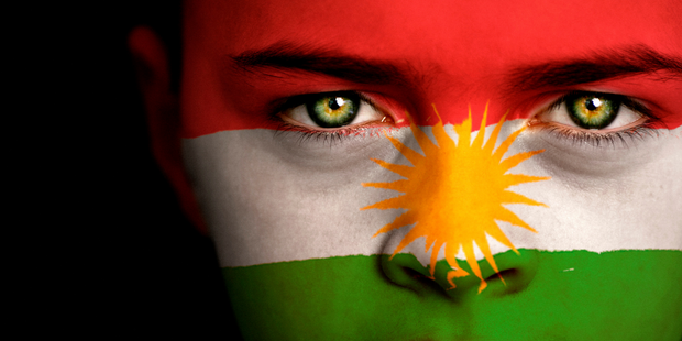 Kurdish face with flag